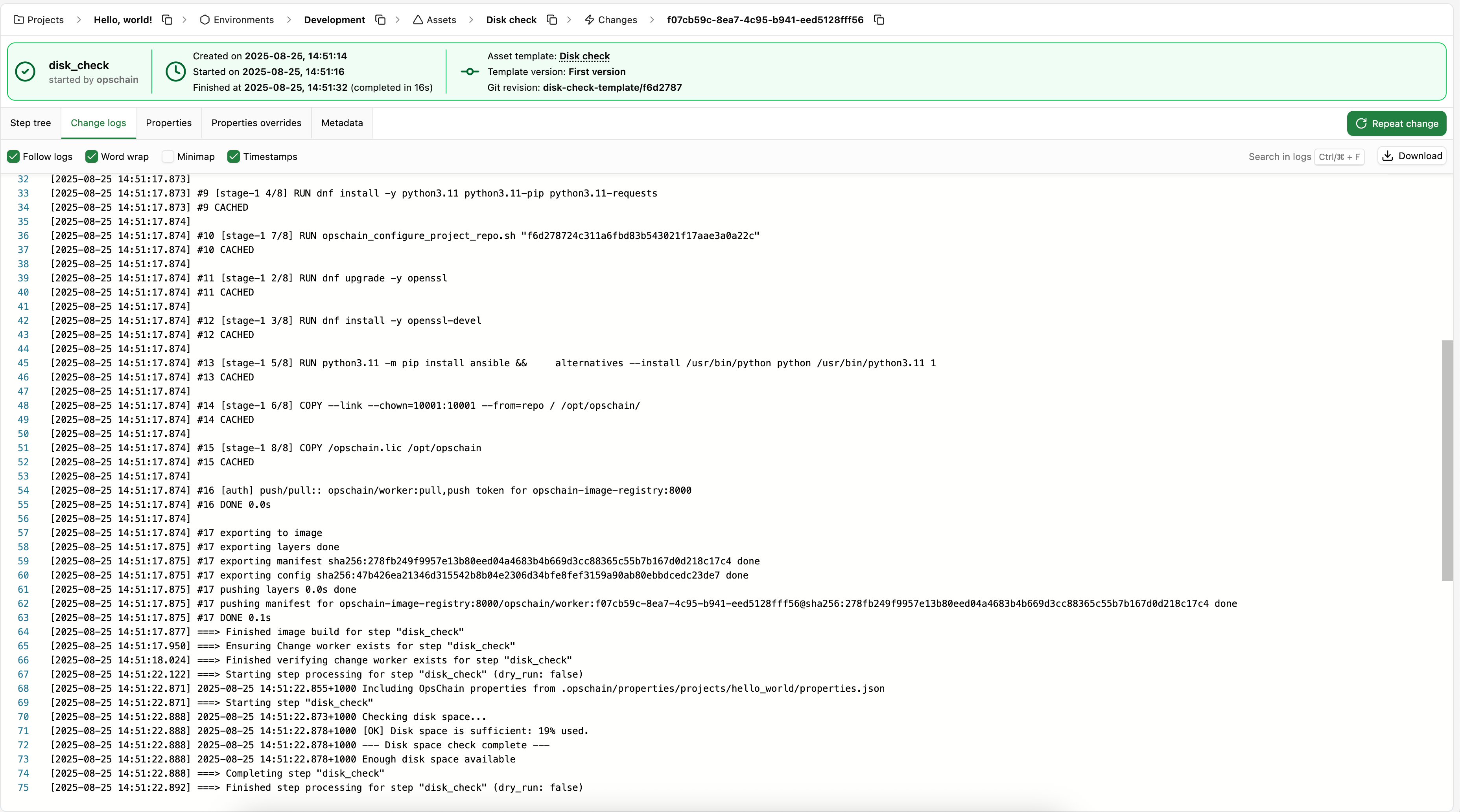 Run actions on assets