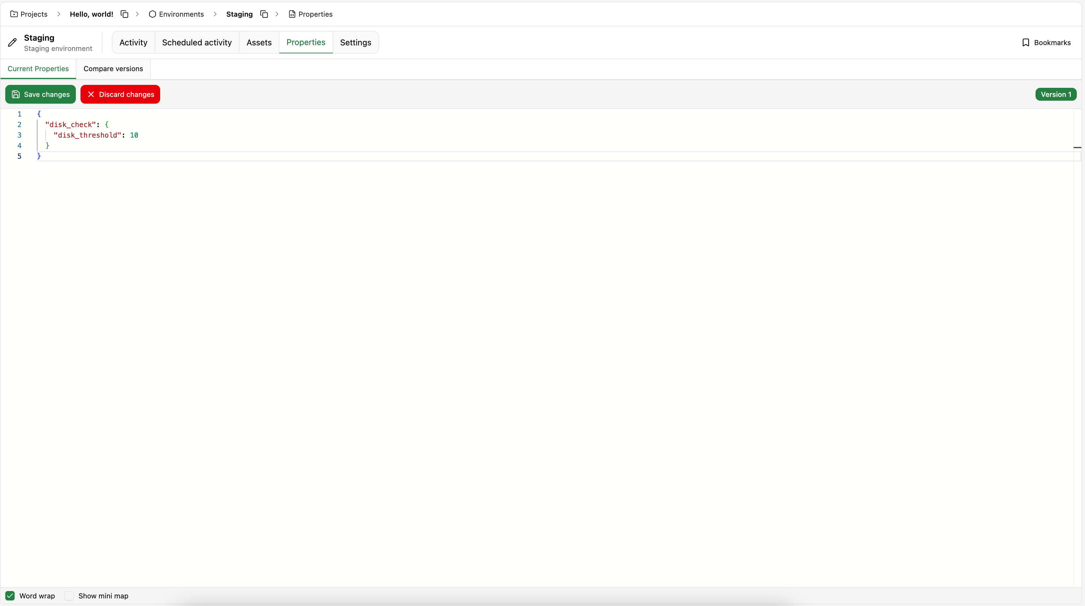 Environment properties override