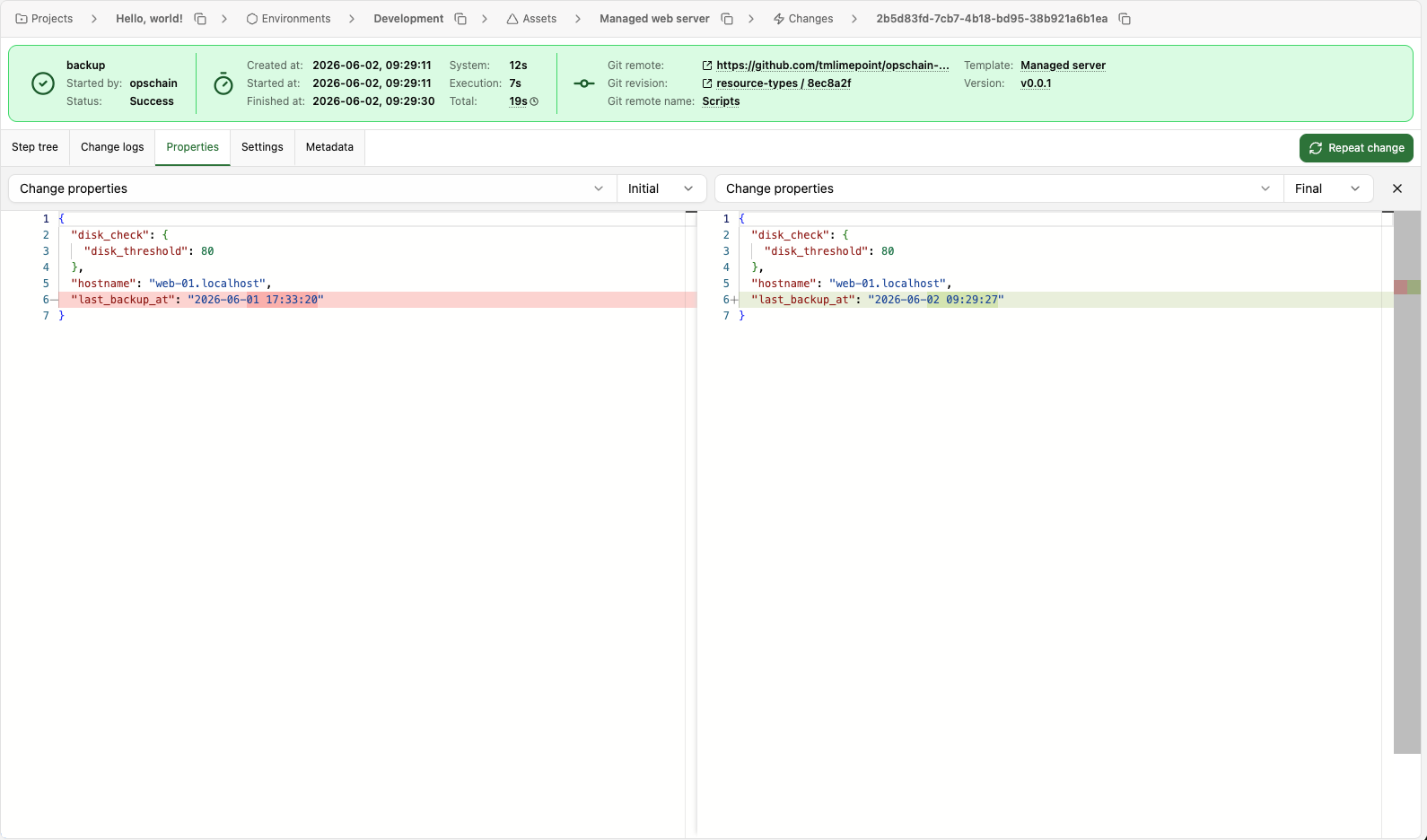 Properties tab